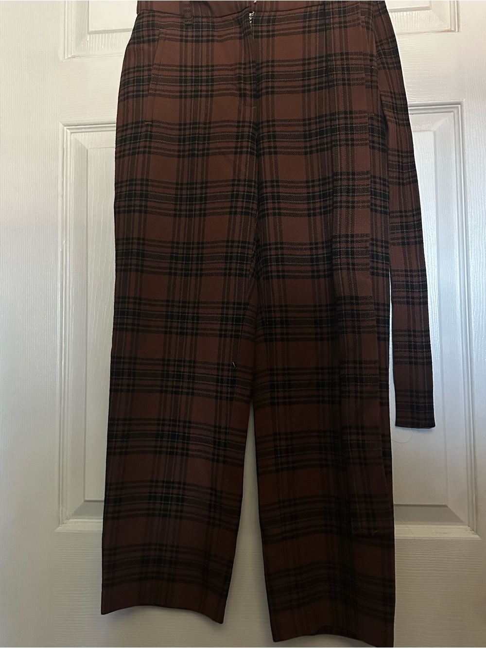 Wilfred Brown & Black Plaid Wide-Leg Pants